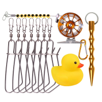 小号轮式锁鱼器 小黄鸭鱼扣浮漂活鱼锁轮式器不锈钢丝绳地插挡珠伸缩路亚装备大全