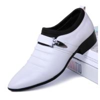 白色 38 夏季透气皮鞋男士英伦韩版尖头黑色潮鞋商务正装休闲低跟白色鞋子