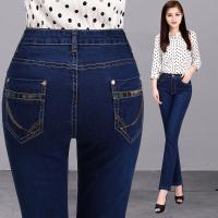 天蓝色 08深蓝色 27 妈妈牛仔裤女秋装中年宽松高腰春秋款大码弹力直筒裤子中老年女裤
