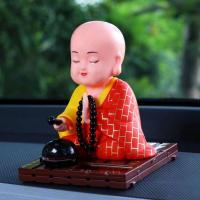 (红色)太阳能小和尚 太阳能摇头小和尚汽车摆件车内装饰品玩偶公仔用品车载摇摆佛摆件