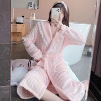 粉红色 MBN6001袍 M 睡袍女冬长款加厚加绒法兰绒可爱珊瑚绒冬款浴袍睡裙睡衣冬季保暖