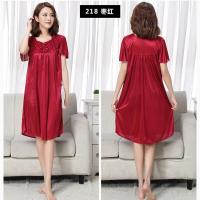 大枣红 218 M 80-100斤 睡裙夏女冰丝睡衣春夏季仿真丝绸短袖加肥大码胖妹妹200斤家居服