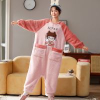 250 [加绒加厚不掉毛] 女款M码建议[80-120斤] 珊瑚绒连体睡衣女冬季卡通可爱法兰绒女士睡裙学生可外穿家居服