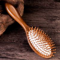 绿檀木气囊梳 天然檀木气垫梳子气囊按摩梳头部卷发梳女士经络脱发静电防礼盒装
