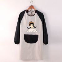 长袖防水女孩 灰底黑兜 XL[90-140斤] 加绒加厚大成人罩衣外套女时尚长袖防水防油厨房围裙男大褂工作服