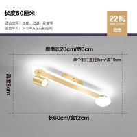 金色 60*12CM 白光22W led长条吸顶灯走廊过道灯简约现代家用衣帽间灯商场天花旋转射灯
