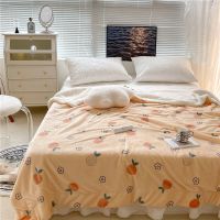 花朵橙 110*140厘米[午睡毯] 双层毛毯被子冬加厚盖毯羊羔绒午睡珊瑚床单人学生毯子宿舍法兰绒