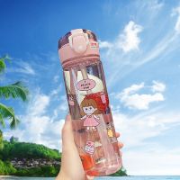 塑料款coco粉色 480ml+[杯套]+杯刷+吸管 韩版可爱保温杯女学生吸管杯304不锈钢成人便携儿童带吸管水杯子