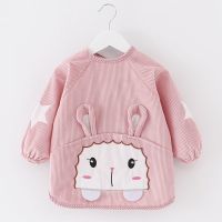 浅粉色 长耳朵兔 14# 建议0-1岁 儿童罩衣防水女宝宝吃饭围兜春秋冬婴儿反穿衣男童小孩子围裙外穿