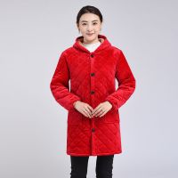 大红色 XL 冬季男女同款罩衣加绒加厚中长款外套围裙工作服成人厚棉服防护衣