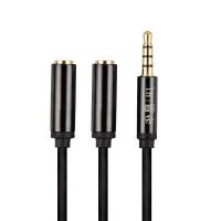 耳机转换线[一公两母]0.1米 黑色 晶华 一分二音频线电脑耳机转接头3.5mm转接线手机麦克风二合一