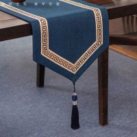 小福福-蓝色-尖角桌旗 茶旗33*80cm 桌旗轻奢中式现代简约茶台禅意茶席高档茶桌布茶几巾布艺桌布床旗