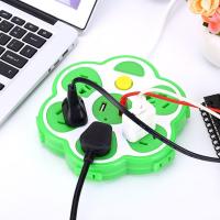 梅花绿色35插孔带USB 梅花开关带USB 无带线 彩色创意USB插座多孔功能排插家用带延长线插板电源转换器接线板