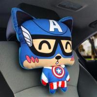 美国队长四季头枕 汽车头枕靠枕车用护颈枕卡通车载车内可爱创意颈椎车枕头座椅用品