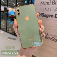 抹茶绿+直边全包镜头 苹果XR[6.1寸] 苹果X手机壳iPhonexsmax电镀xr硅胶Xs直边全包镜头XR女款防摔软