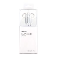 线控带麦半入耳式耳机(银色) 官方标配 名创优品耳机半入耳式线控带麦耳机MINISO耳塞式耳机语音通话带麦