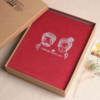 红麻布[白头偕老] 单本相册[八色笔+角贴]无照片 复古相册diy手工纪念册粘贴式影集本毕业情侣家庭车票收藏册礼物
