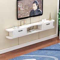 膨胀螺丝安装 80厘米白色无门款 简易电视柜墙上悬挂壁挂式机顶盒置物架客厅卧室小户型墙柜背景墙