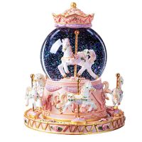 六马无灯音乐随机-外旋转 生日礼物女生闺蜜创意旋转木马音乐盒八音盒送水晶球圣诞节儿童