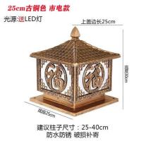 中国福小号 接电款 送15瓦光源 古铜色 太阳能柱头灯室外庭院围墙灯户外防水别墅花园大门柱子灯家用超亮