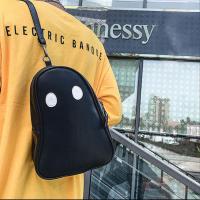 黑色小号斜挎 单独包包 小众丑萌书包潮酷原创大容量旅行背包女学生个性鬼脸幽灵双肩包男