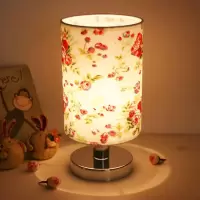 田园花+五金款 按钮开关+LED灯泡 寻邦台灯卧室床头灯 调光led护眼台灯小夜灯