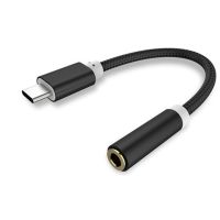 黑色金属编织转接线 一加8T耳机9pro转接头9R 8pro oneplus7T 7pro入耳式Type-c转接线