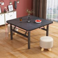 折叠钢架桌[60x60x50]黑木纹 折叠吃饭桌矮桌家用餐桌地桌摆摊桌简易四方桌出租屋正方形小桌子