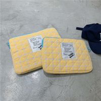 黄色 11寸 韩国ins原创菱格笔记本电脑包14寸女适用苹果ipad华为平板内胆包