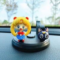 美少女黑猫 汽车手机支架车载仪表台停车卡可爱动物支架多功能导航支撑架通用