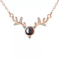 单品[无礼盒] 圆款金色[100种我爱你] 母亲节创意生日礼物女生送妈妈闺蜜女友投影情侣项链女情人节礼物