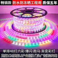 48珠多模式七彩跑马优惠特供款 10米送豪华控制器+卡扣+尾塞 led灯带100米七彩跑马流水变色霓虹彩灯户外防水招牌闪