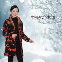 桔色豹纹中长加绒加厚加棉 180码2XL(常规款稍短) 加绒加厚加棉羽绒服罩衣女成人罩衣大码围裙长袖工作服男加大加肥