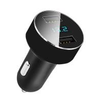 [4.8A数显款] 黑色 汽车多功能车载电瓶充电器头一拖二车充点烟器1224V快充闪冲USB充