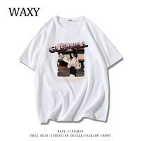 WAXY2022年夏季圆领纯棉短袖T恤女学生动漫宽松慵懒学院风上衣ins