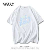 WAXY2022年夏季圆领纯棉短袖T恤女学生字母韩版宽松女装打底上衣