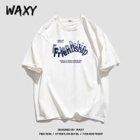 WAXY2022新款纯棉夏季短袖女T恤学生字母港风百搭宽松女装ins上衣
