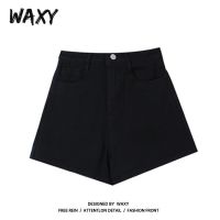 WAXY牛仔短裤女设计感高腰韩版百搭显瘦宽松学生百搭阔腿裤热裤