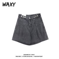 WAXY高腰牛仔短裤女韩版夏季新款宽松显瘦身材学生百搭嘻哈五分裤