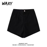 WAXY夏季短裤学生牛仔高腰欧美小众热裤显瘦紧身包臀阔腿牛仔裤子