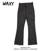 WAXY牛仔裤女设计感紧身弹力微喇叭高腰百搭显瘦显腿长九分裤子潮