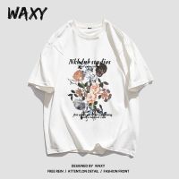 WAXY纯棉圆领潮牌短袖T恤女学生宽松嘻哈潮上衣设计感小众ins甜辣