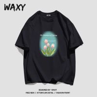 WAXY纯棉T恤女潮牌短袖学生宽松显瘦潮流印花嘻哈设计感小众上衣