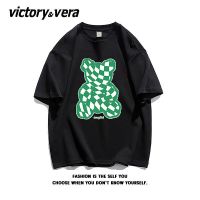 VICTORYVERA夏季2022新款设计感短袖T恤女宽松纯棉小熊半袖上衣服