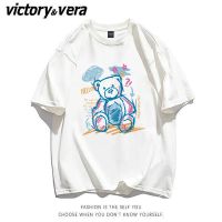 VICTORYVERA卡通小熊印花短袖t恤女夏季2022新款宽松小众上衣服潮