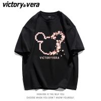VICTORYVERA国潮美式复古短袖t恤女夏宽松ins慵懒风百搭印花上衣