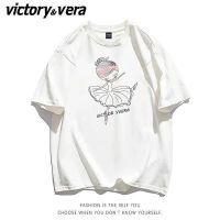 VICTORYVERA国潮短袖t恤女装2022新款夏季宽松百搭印花ins潮上衣