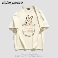 VICTORYVERA夏季2022新款学生装短袖t恤女宽松趣味半袖体恤衫ins