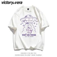 VICTORYVERA潮牌小熊短袖T恤女夏季新款韩版宽松百搭ins情侣上衣