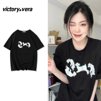 Victory&vere原创设计短袖t恤女宽松韩版小众美式高级感别致上衣